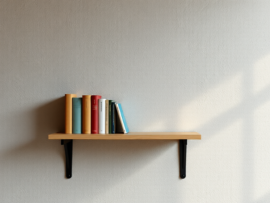 an image of a book shelf on a rough wall